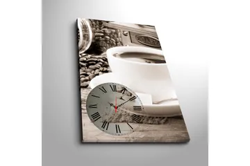 Dekorativ Canvasmålning med Klocka - Flerfärgad - Inredning - Väggdekor - Väggklocka & väggur