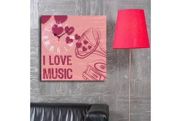 Dekorativ Canvasmålning med Klocka - Flerfärgad - Inredning - Väggdekor - Väggklocka & väggur