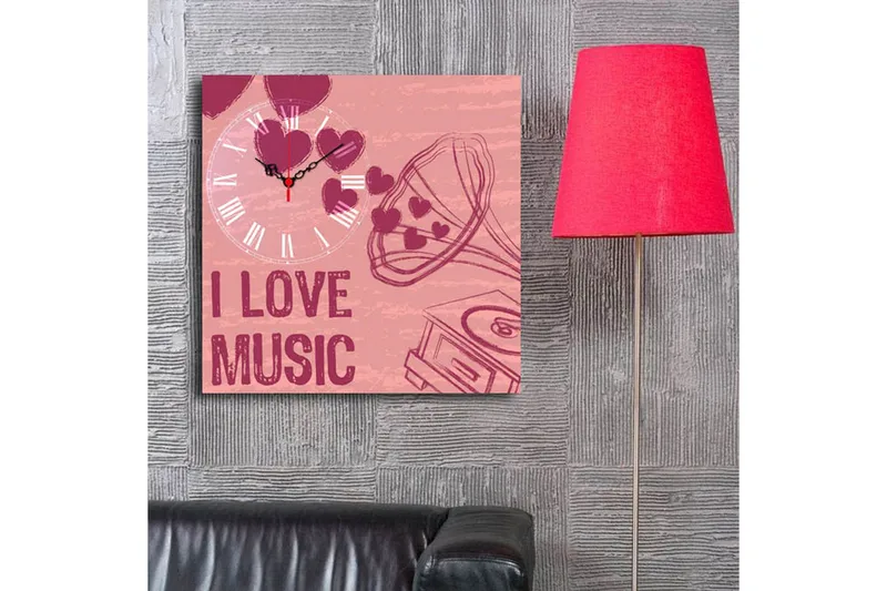 Dekorativ Canvasmålning med Klocka - Flerfärgad - Inredning - Väggdekor - Väggklocka & väggur