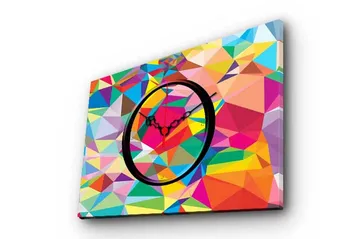 Dekorativ Canvasmålning med Klocka - Flerfärgad - Inredning - Väggdekor - Väggklocka & väggur