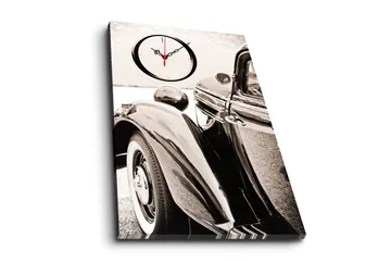 Dekorativ Canvasmålning med Klocka - Flerfärgad - Inredning - Väggdekor - Väggklocka & väggur