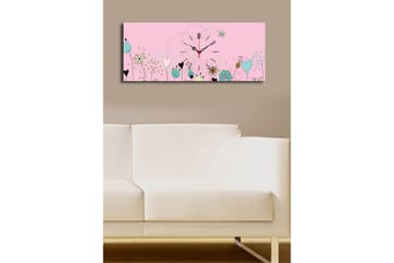 Dekorativ Canvasmålning med Klocka - Flerfärgad - Inredning - Väggdekor - Väggklocka & väggur