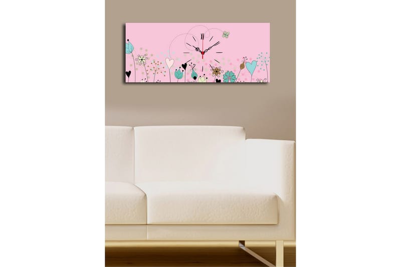 Dekorativ Canvasmålning med Klocka - Flerfärgad - Inredning - Väggdekor - Väggklocka & väggur