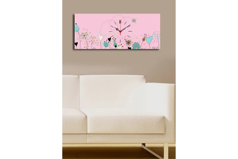 Dekorativ Canvasmålning med Klocka - Flerfärgad - Inredning - Väggdekor - Väggklocka & väggur