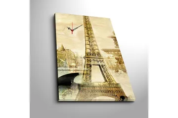 Dekorativ Canvasmålning med Klocka - Flerfärgad - Inredning - Väggdekor - Väggklocka & väggur