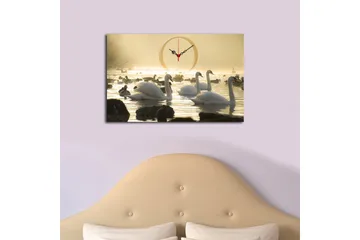 Dekorativ Canvasmålning med Klocka - Flerfärgad - Inredning - Väggdekor - Väggklocka & väggur