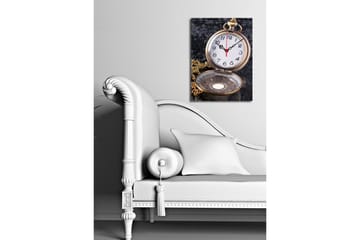 Dekorativ Canvasmålning med Klocka - Flerfärgad - Inredning - Väggdekor - Väggklocka & väggur