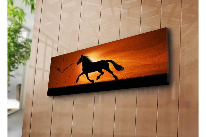 Dekorativ Canvasmålning med Klocka, Flerfärgad