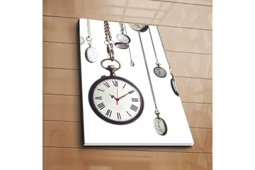 Dekorativ Canvasmålning med Klocka - Flerfärgad - Inredning - Väggdekor - Väggklocka & väggur