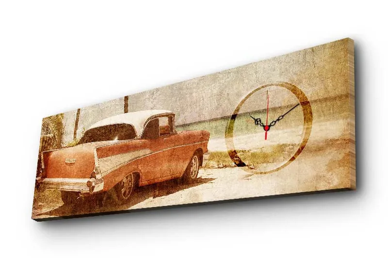 Dekorativ Canvasmålning med Klocka - Flerfärgad - Inredning - Väggdekor - Väggklocka & väggur