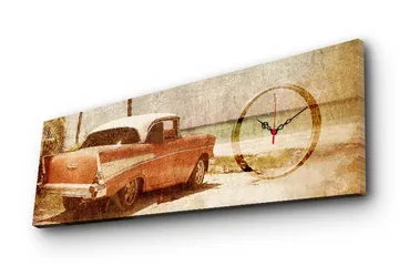 Dekorativ Canvasmålning med Klocka - Flerfärgad - Inredning - Väggdekor - Väggklocka & väggur