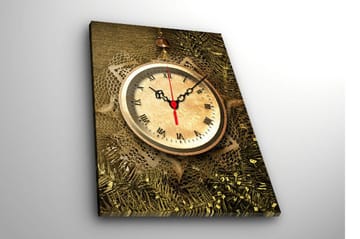 Dekorativ Canvasmålning med Klocka - Flerfärgad - Inredning - Väggdekor - Väggklocka & väggur
