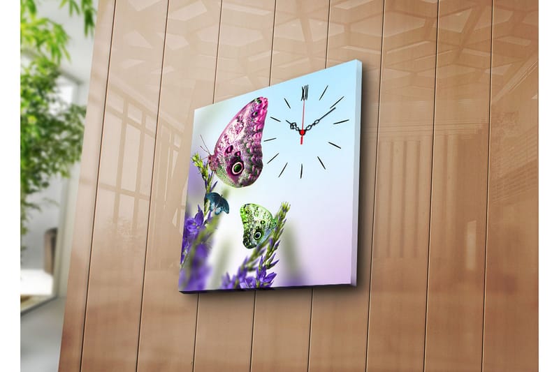 Dekorativ Canvasmålning med Klocka - Flerfärgad - Inredning - Väggdekor - Väggklocka & väggur