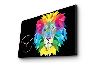 Dekorativ Canvasmålning med Klocka - Flerfärgad - Inredning - Väggdekor - Väggklocka & väggur