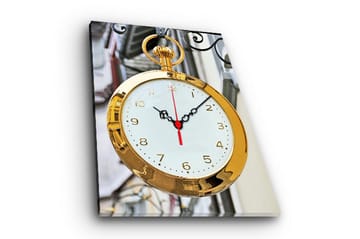 Dekorativ Canvasmålning med Klocka - Flerfärgad - Inredning - Väggdekor - Väggklocka & väggur