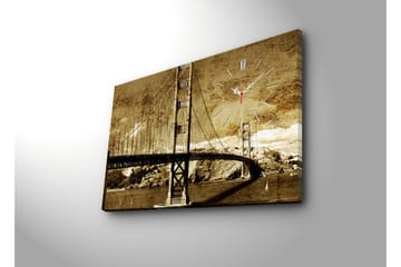 Dekorativ Canvasmålning med Klocka - Flerfärgad - Inredning - Väggdekor - Väggklocka & väggur