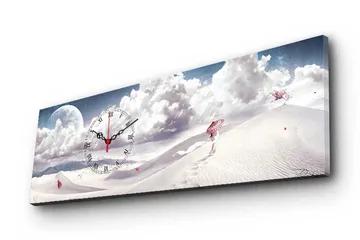 Dekorativ Canvasmålning med Klocka - Flerfärgad - Inredning - Väggdekor - Väggklocka & väggur