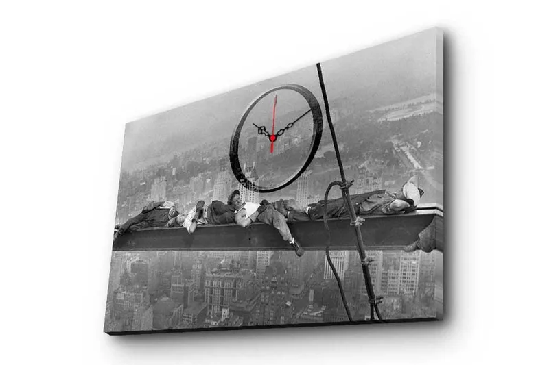 Dekorativ Canvasmålning med Klocka - Flerfärgad - Inredning - Väggdekor - Väggklocka & väggur