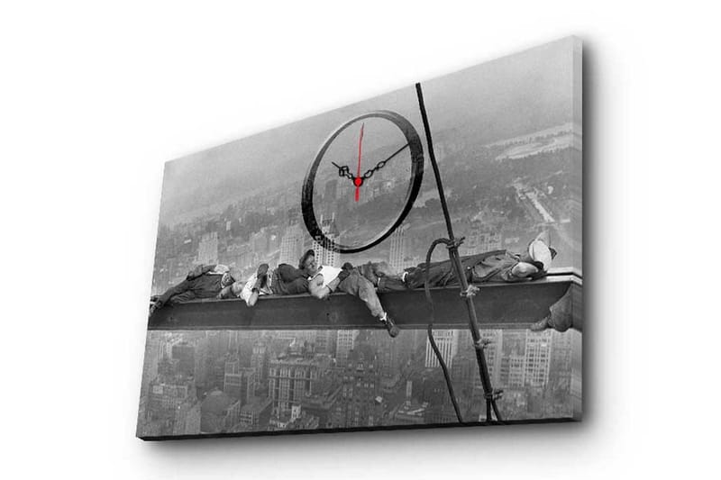 Dekorativ Canvasmålning med Klocka, Flerfärgad