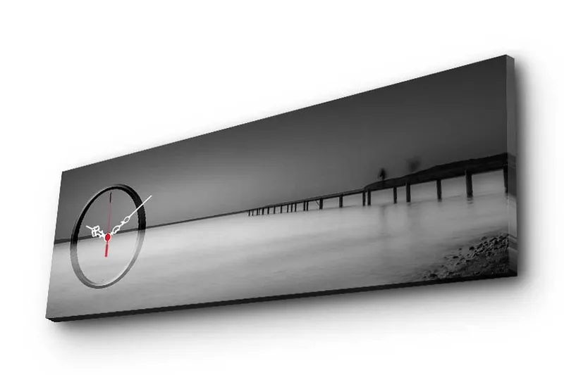 Dekorativ Canvasmålning med Klocka - Flerfärgad - Inredning - Väggdekor - Väggklocka & väggur