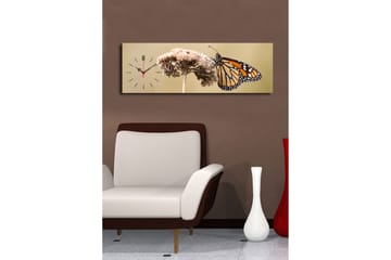 Dekorativ Canvasmålning med Klocka - Flerfärgad - Inredning - Väggdekor - Väggklocka & väggur