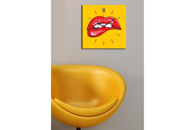 Dekorativ Canvasmålning med Klocka - Flerfärgad - Inredning - Väggdekor - Väggklocka & väggur