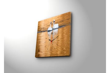 Dekorativ Canvasmålning med Klocka - Flerfärgad - Inredning - Väggdekor - Väggklocka & väggur