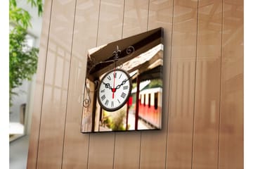 Dekorativ Canvasmålning med Klocka - Flerfärgad - Inredning - Väggdekor - Väggklocka & väggur