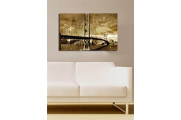 Dekorativ Canvasmålning med Klocka - Flerfärgad - Inredning - Väggdekor - Väggklocka & väggur