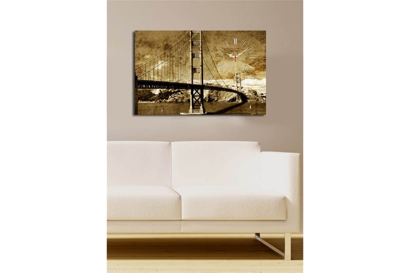 Dekorativ Canvasmålning med Klocka - Flerfärgad - Inredning - Väggdekor - Väggklocka & väggur