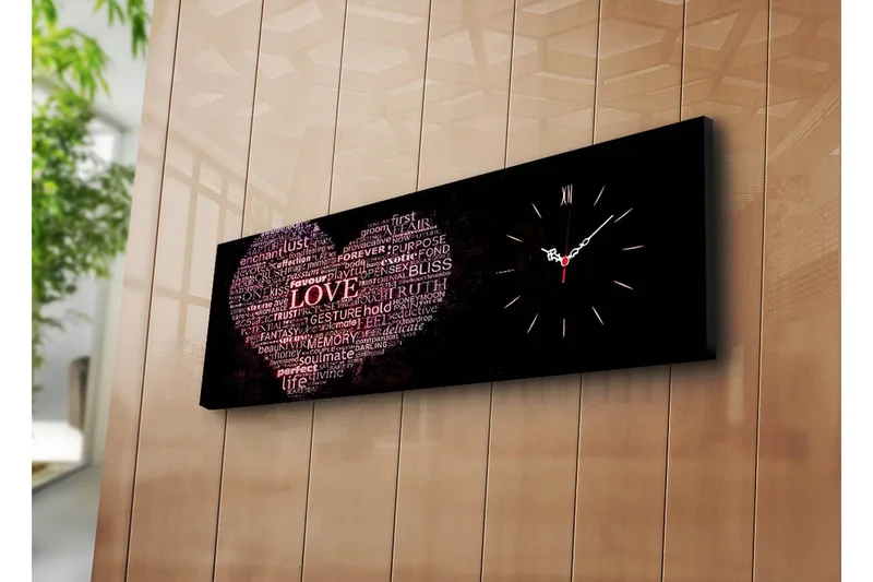 Dekorativ Canvasmålning med Klocka, Flerfärgad