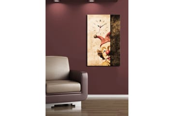 Dekorativ Canvasmålning med Klocka - Flerfärgad - Inredning - Väggdekor - Väggklocka & väggur