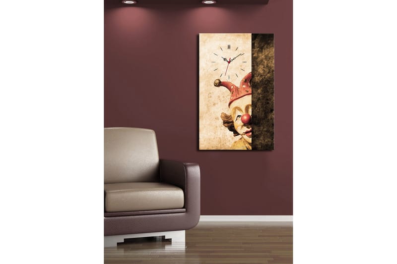 Dekorativ Canvasmålning med Klocka - Flerfärgad - Inredning - Väggdekor - Väggklocka & väggur