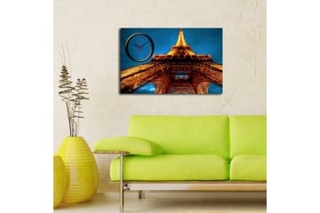 Dekorativ Canvasmålning med Klocka - Flerfärgad - Inredning - Väggdekor - Väggklocka & väggur