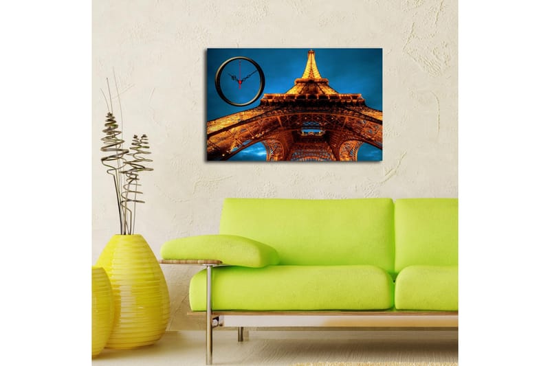 Dekorativ Canvasmålning med Klocka - Flerfärgad - Inredning - Väggdekor - Väggklocka & väggur