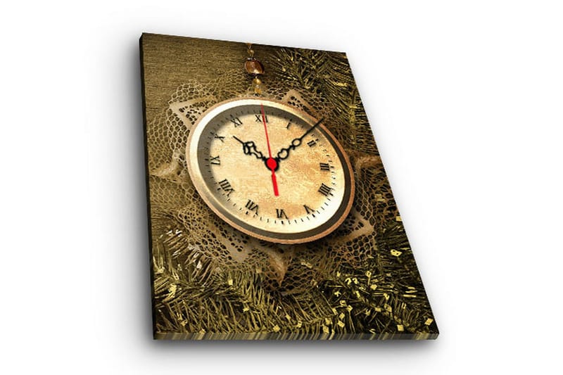 Dekorativ Canvasmålning med Klocka - Flerfärgad - Inredning - Väggdekor - Väggklocka & väggur