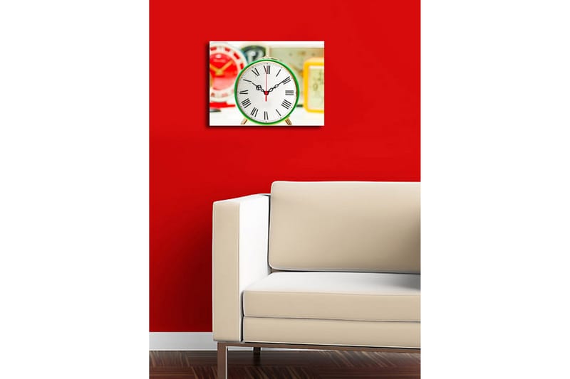 Dekorativ Canvasmålning med Klocka - Flerfärgad - Inredning - Väggdekor - Väggklocka & väggur
