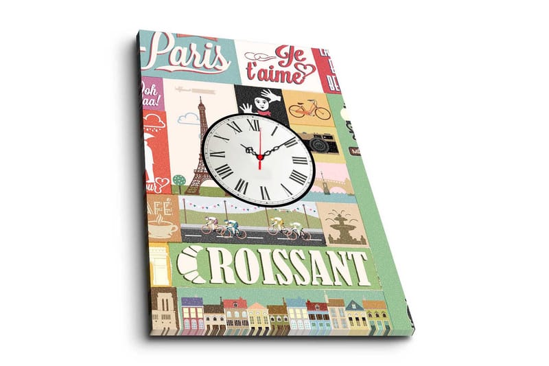 Dekorativ Canvasmålning med Klocka, Flerfärgad