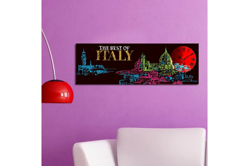 Dekorativ Canvasmålning med Klocka - Flerfärgad - Inredning - Väggdekor - Väggklocka & väggur