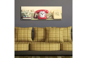 Dekorativ Canvasmålning med Klocka - Flerfärgad - Inredning - Väggdekor - Väggklocka & väggur