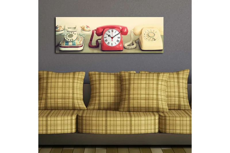 Dekorativ Canvasmålning med Klocka - Flerfärgad - Inredning - Väggdekor - Väggklocka & väggur