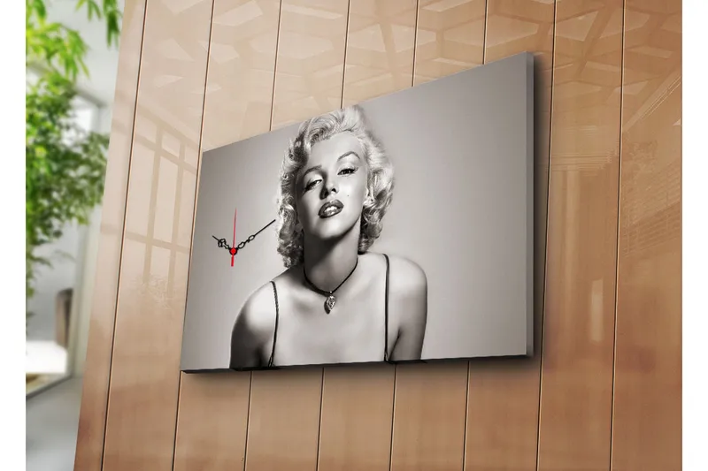 Dekorativ Canvasmålning med Klocka - Flerfärgad - Inredning - Väggdekor - Väggklocka & väggur