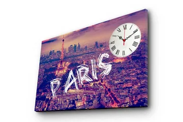 Dekorativ Canvasmålning med Klocka - Flerfärgad - Inredning - Väggdekor - Väggklocka & väggur