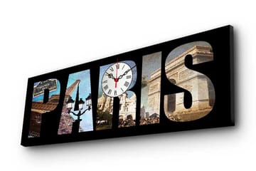 Dekorativ Canvasmålning med Klocka - Flerfärgad - Inredning - Väggdekor - Väggklocka & väggur