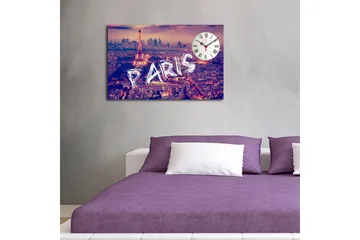 Dekorativ Canvasmålning med Klocka - Flerfärgad - Inredning - Väggdekor - Väggklocka & väggur