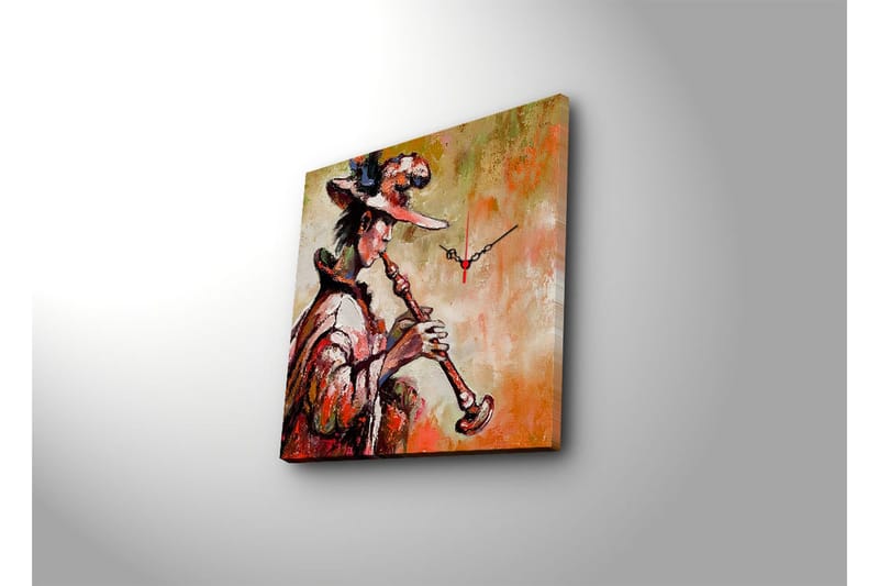 Dekorativ Canvasmålning med Klocka - Flerfärgad - Inredning - Väggdekor - Väggklocka & väggur