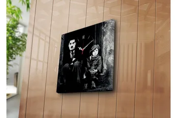 Dekorativ Canvasmålning med Klocka - Flerfärgad - Inredning - Väggdekor - Väggklocka & väggur