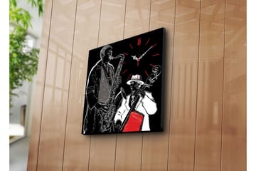 Dekorativ Canvasmålning med Klocka - Flerfärgad - Inredning - Väggdekor - Väggklocka & väggur