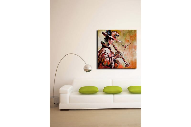 Dekorativ Canvasmålning med Klocka - Flerfärgad - Inredning - Väggdekor - Väggklocka & väggur