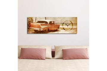 Dekorativ Canvasmålning med Klocka - Flerfärgad - Inredning - Väggdekor - Väggklocka & väggur